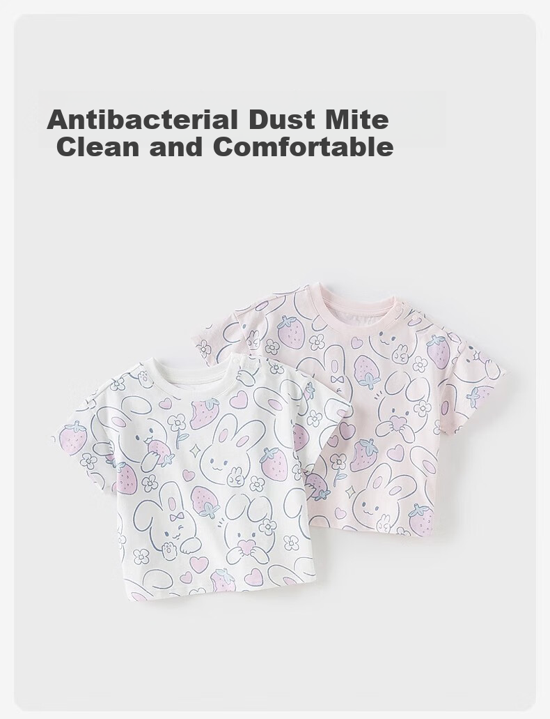 DAVE & BELLA Children's Short-Sleeve T-Shirt, Girls' Cotton Undershirt, Summer Wear, Baby Girl Antibacterial Top 1
