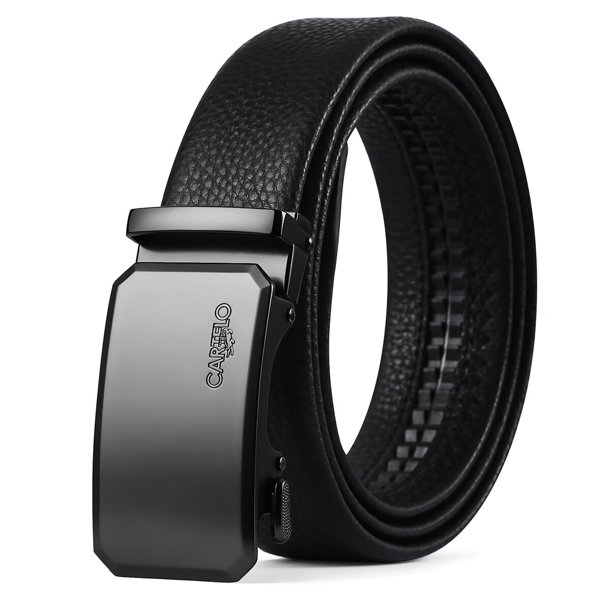 CARTELO Men's Belt with Automatic Buckle, Top-Grain Leather Versatile Waistband, Casual Trendy Trouser Belt, Gift for Boyfriend