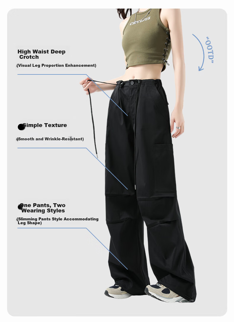 FitonTon Women's Pants, New Style for Fall/winter 2025, American-Style Large Pockets, Cargo Pants, High-Waisted Straight-Leg, Loose-Fitting, Slimming Casual Pants for Wome 8