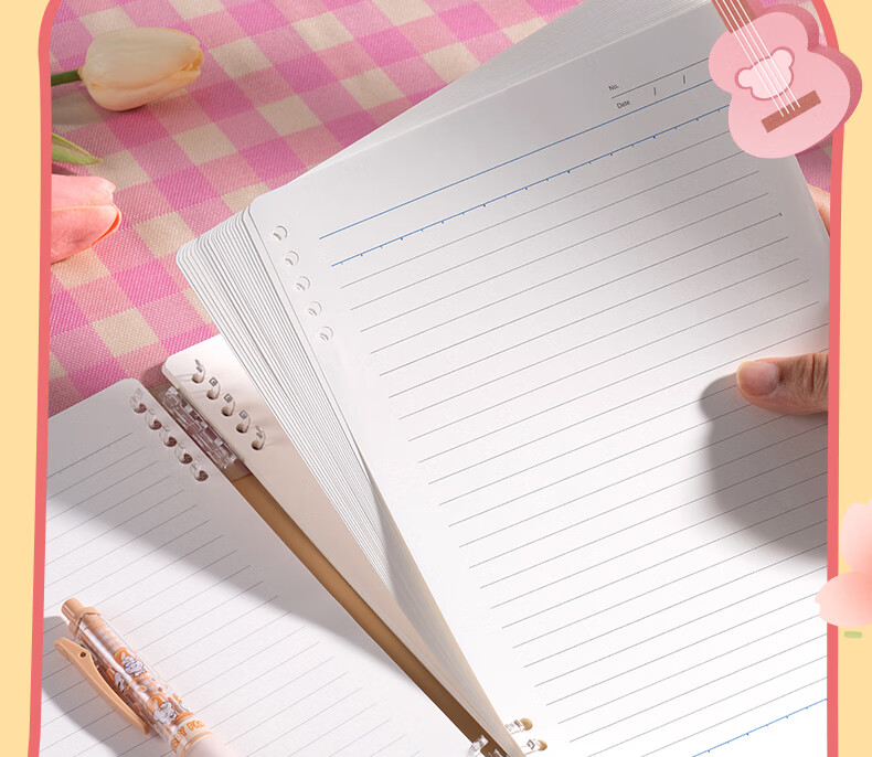 Deli Butter Bear Expandable Loose-Leaf Notebook with B5 Paper, 40 Sheets HY240 Gree 8