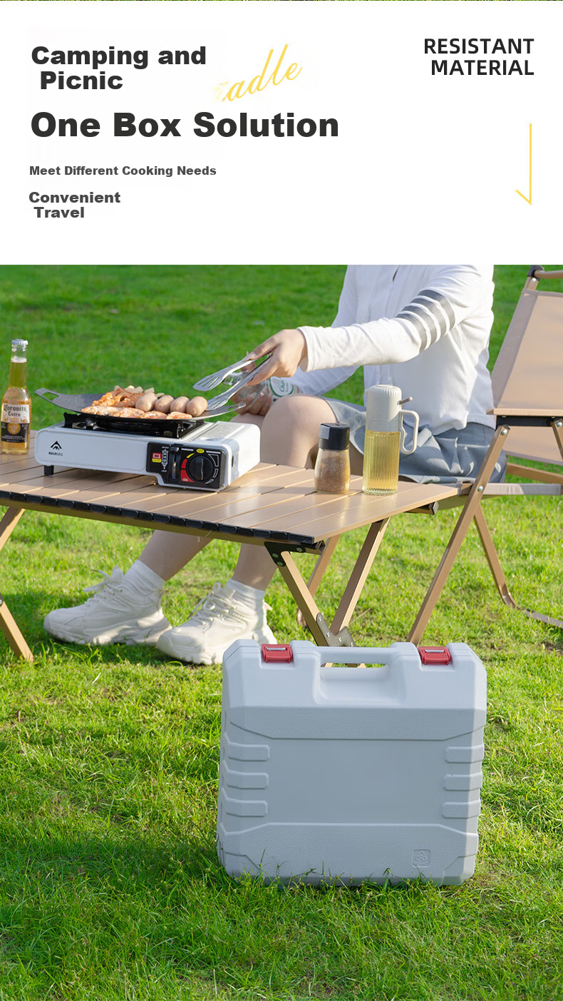 Mairuige [Barbecue Utensils], Portable Gas Stove, Outdoor Cooking Equipment, Compact Magnetic Gas Canister Storage Bag Set 16