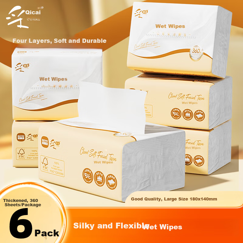 C'CHOICE Facial Tissues, 4-Ply, 360 Sheets * 6 Packs [Handheld], Premium Grade, 100% Virgin Wood, Skin-Friendly Napkins, Wholesale