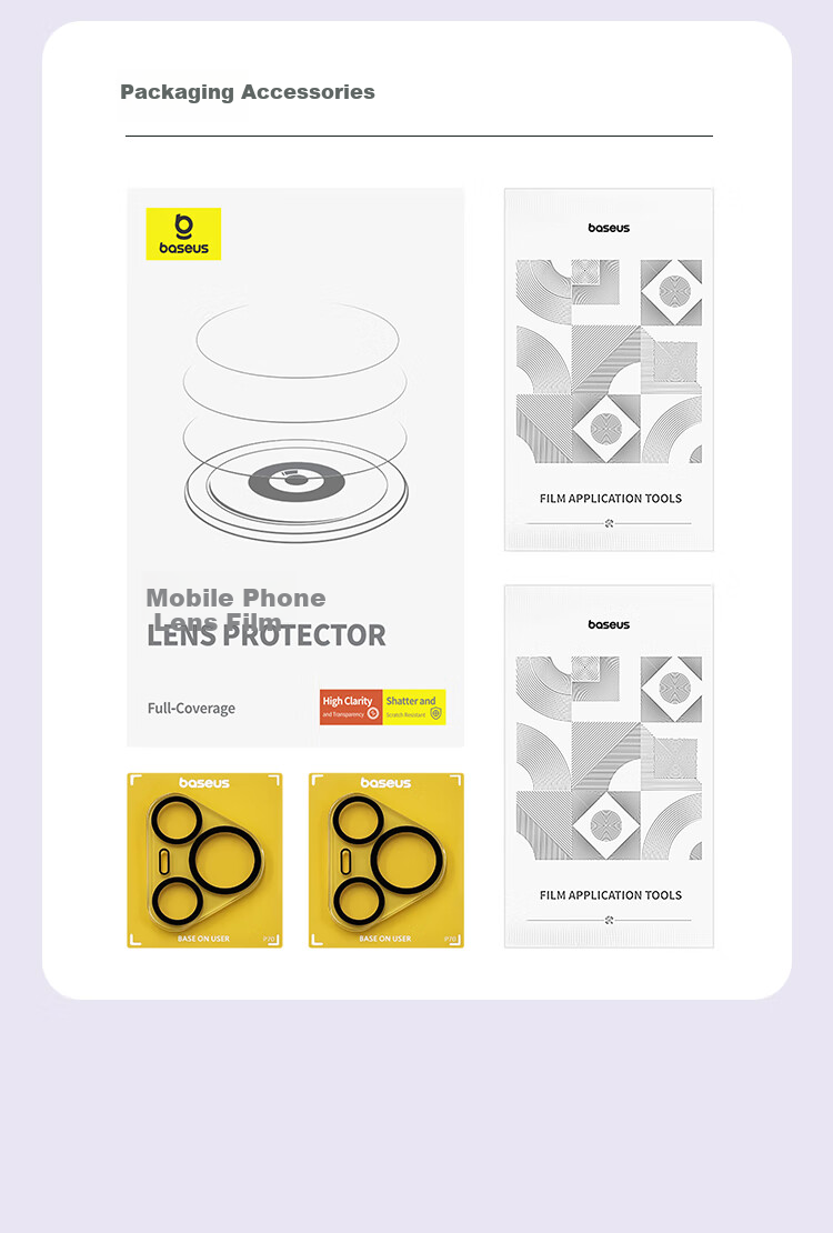 BASEUS Camera Lens Protector for Huawei P70 Pro, Full Coverage Anti-Drop Anti-Scratch Anti-Glare Tempered Glass Film for Rear Camera, 2-Pack 15