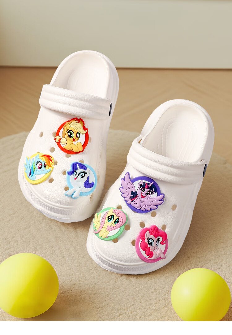 MY LITTLE PONY Children's Slippers, Big Kids Girls Sandals, Hole Shoes, Beach Slippers, White, Size 38-39 13