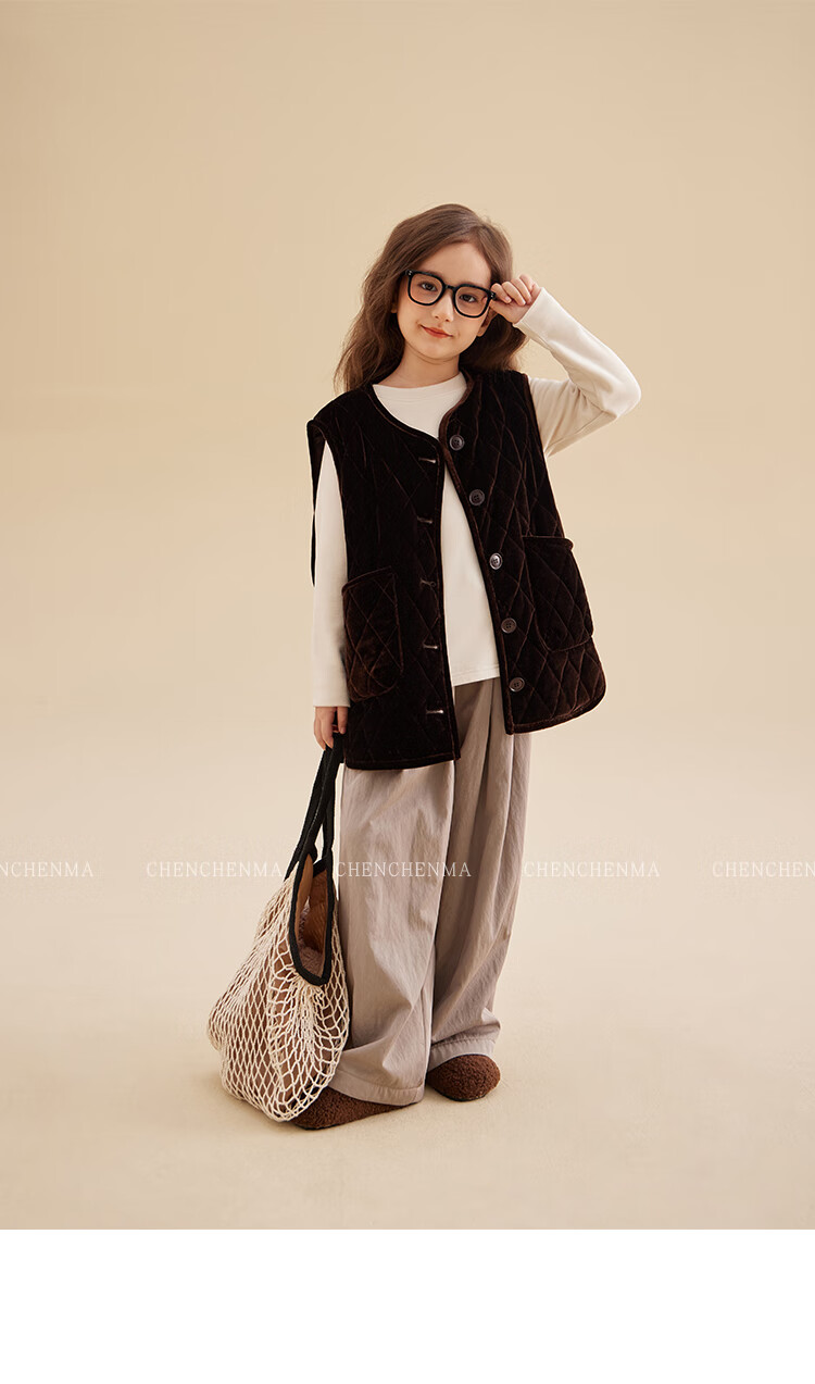 Chenchenma Parent-Child Fleece-Lined Sherpa Fleece Loose Casual Versatile Pants 7281D 8