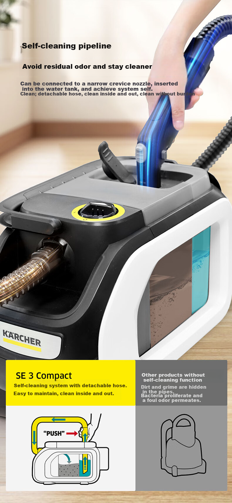 KARCHER German Fabric Sofa Cleaning Machine, All-In Suction And Spray for Home Use, Carpet Washer, Mattress Cleaner, Desktop Cleaning Machine, Original Import SE3 COMPACT 8