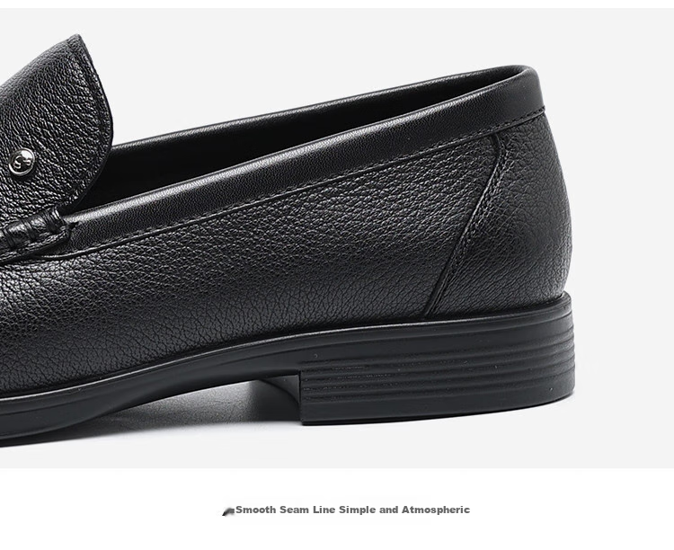 C.BANNER Men's New Style Top-Layer Sheepskin Slip-On Business Casual Leather Shoes, Black, Size 44 4