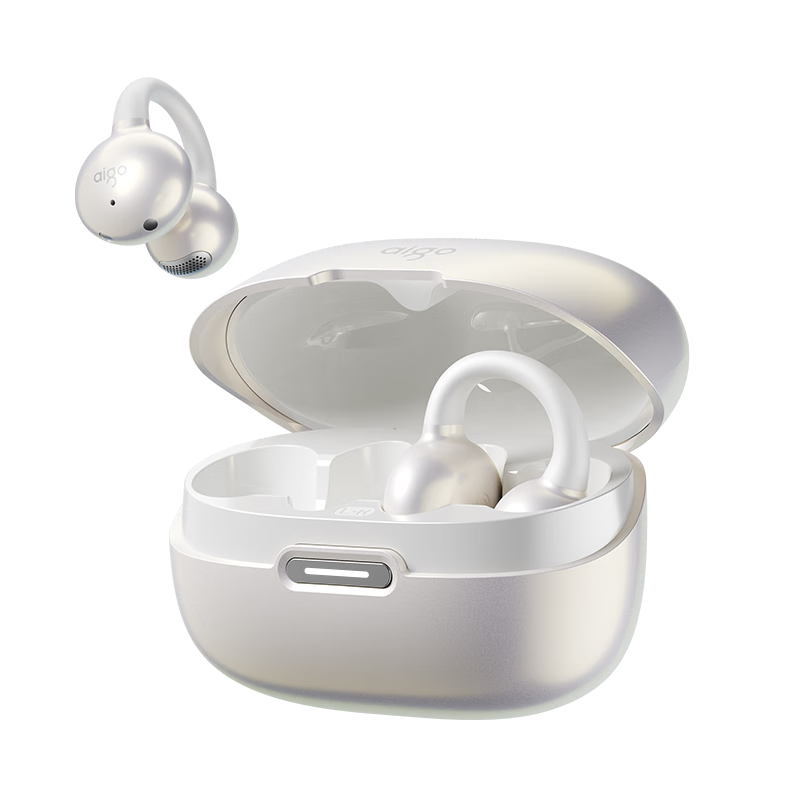 Aigo Bluetooth Bone Conduction Clip-On Open True Wireless In-Earless Sports Running Noise Cancelling AI Translation Smart Earphones CA05plus White