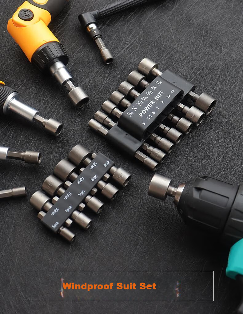 Dedong Socket Set with Hexagonal Screwdriver Bits, Electric Drill Screwdriver Set, Nuts, Extended Sockets, 14-Piece Set 5