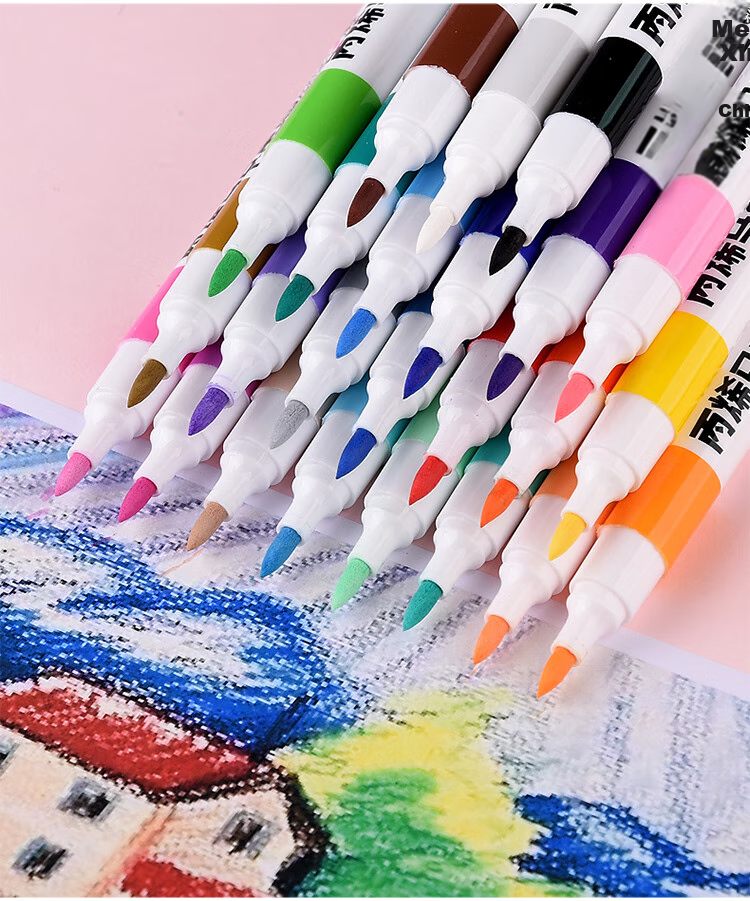 Genvana [Soft Tip Markers] Water-Based Acrylic Markers Washable Kindergarten Art Supplies Drawing Children's Doodle Pens DIY Guka Pens 24-Color Set G-09915(24) 6