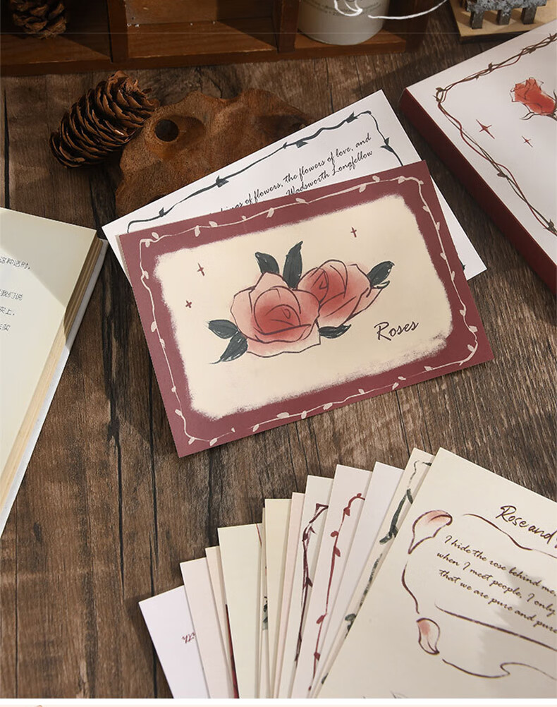 Deyin Qixi Handwritten Blessing Greeting Cards Postcards Confession Festival Birthday DIY Ceremony Message Cards Romantic Gift Rose Poet 30 Sheets 4275 3
