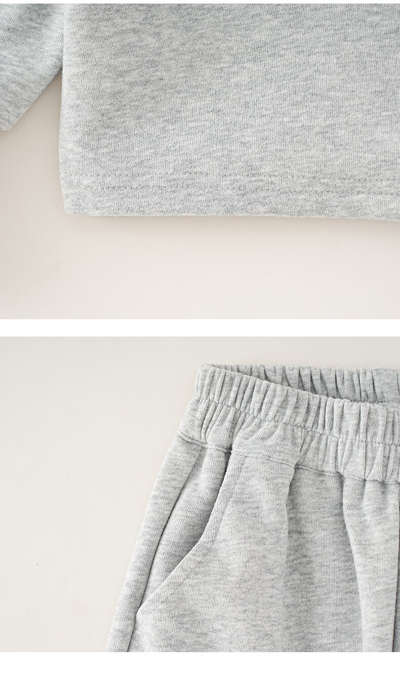 Mamimaka Kids Autumn Outfit Boys Sweatshirt Set Fake Two-Piece Light Gray Size 120 8