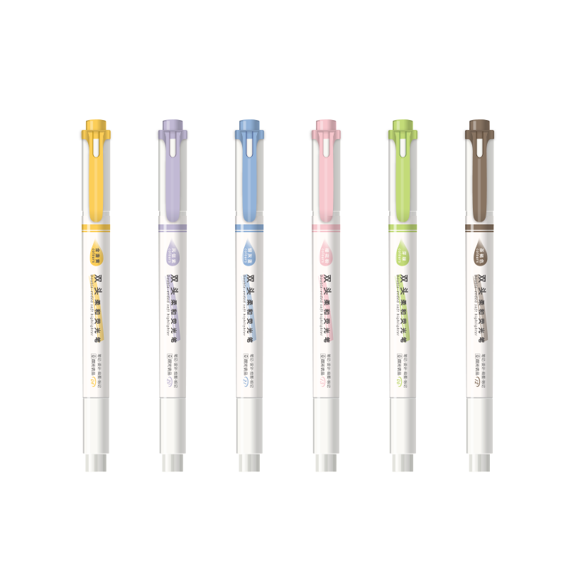 M&G Stationery Premium Dual-Ended Highlighter Pen 6-Color Set Milk Tea Shades Student Marker Colorful Highlighting Pen AHMT6217
