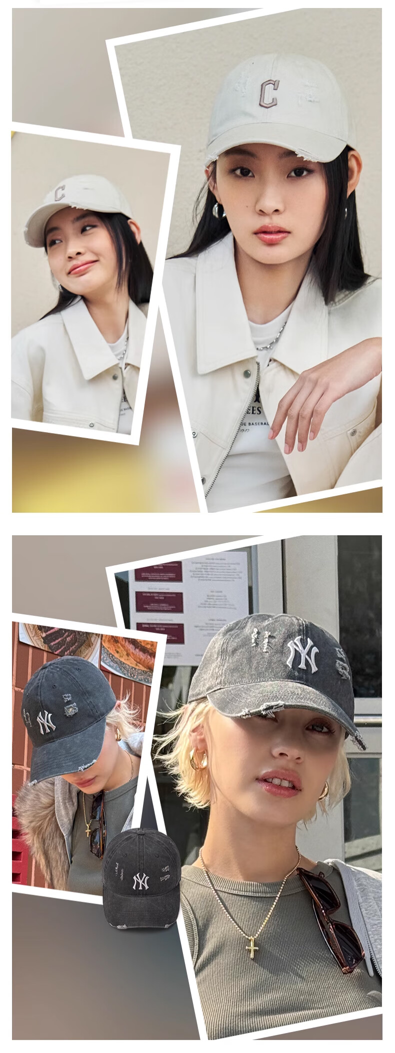 MLB Vintage Washed Baseball Cap Unisex Star Style Duckbill Sunshade【520】3ACPVV34N-07GRS 5