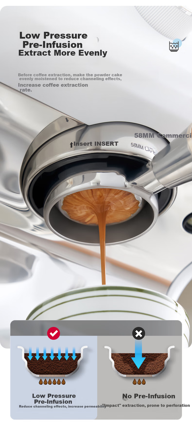 Barsetto [30-Day Price Protection] Baisengtu Italian Semi-Automatic Home Cold Brew Coffee Machine, Temperature-Controlled Pump-Pressed Extraction, Detachable Machine for Cold And Hot Dual Extraction, Small Grinder M2C Beige Set 3