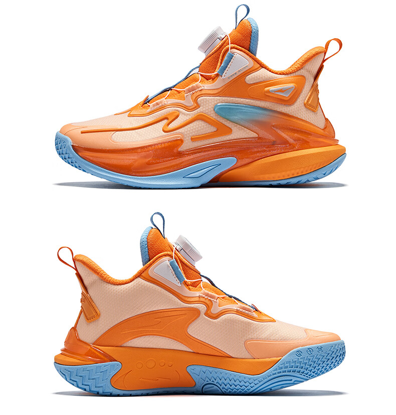 ERKE Kids Boys Youth Cushioning Basketball Shoes Children's Dial Buckle Sports Shoes Athletic Orange/Orange Haze Size 37 22