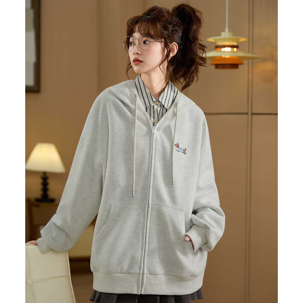 TonLion 2025 Autumn Women's Hooded Long Coat with Left Chest Detail