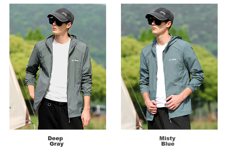 JEEP [Lightweight Sun Protection] Summer Breathable Skin Coat Outdoor Casual UV-Resistant Jacket for Men, Dark Gray, M 5