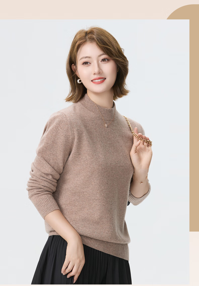 Romon Pure Cashmere Women's Lightweight Half Turtleneck Pullover Knit Sweater Autumn Winter 1