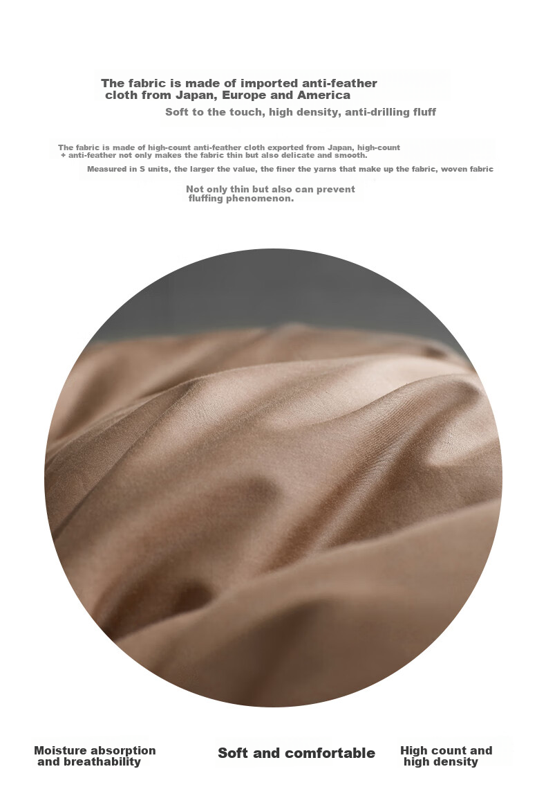Sinuoman Antibacterial And Drill-Resistant 90% Duck Down Comforter, Duvet Insert, Air Conditioning Quilt/heater Blanket, 220*240cm, 270g, Khaki 5