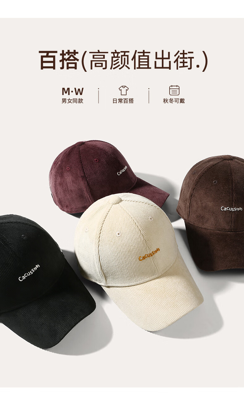 CACUSS Women's Baseball Cap Autumn Winter Trendy Versatile Slim Face Hard Top Large Head Circumference Casual Duckbill Hat for Men - Dark Purple 2