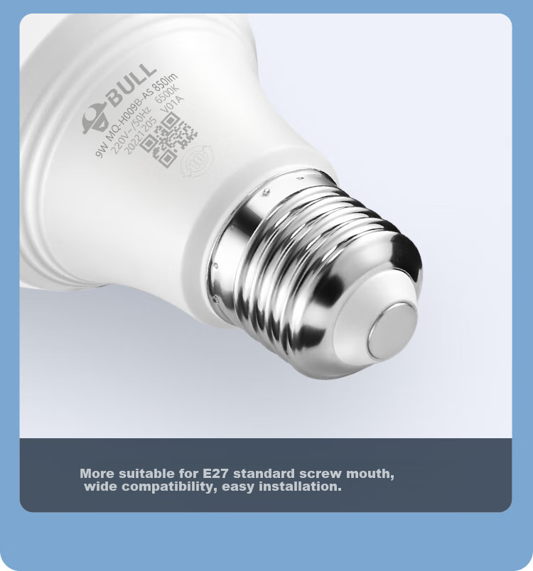 BULL LED Sensor Bulb, E27 Screw Base, High Brightness And Translucency, 9W White Light (Daylight Color), 6500K 12