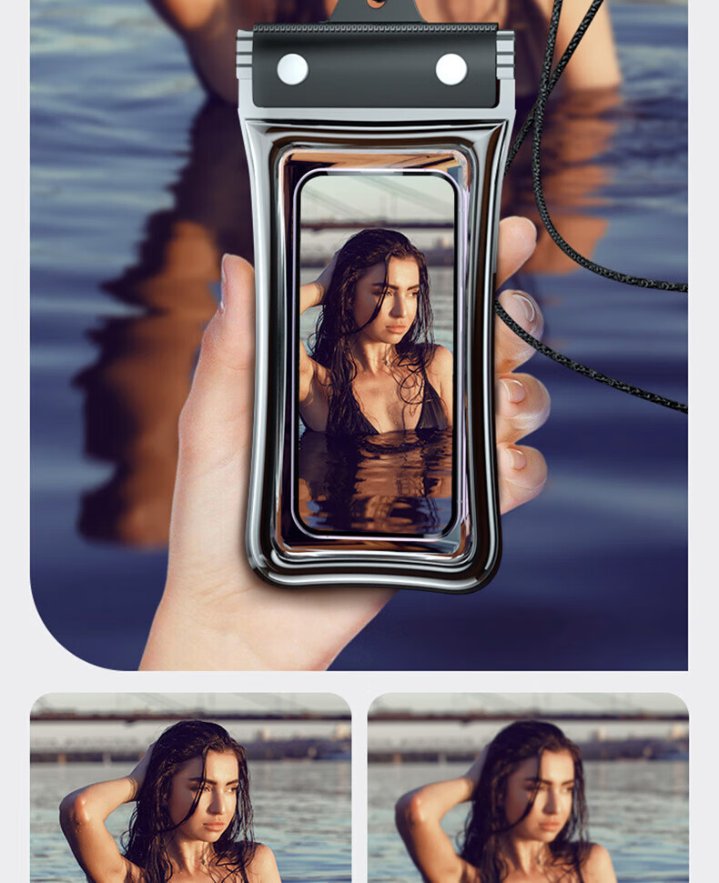 Bahainiao Waterproof Phone Pouch with Touchscreen Functionality, Airbag Protection, Shockproof, Suitable for Swimming, Travel, Hot Springs, Underwater Delivery Riders, with Strap 17