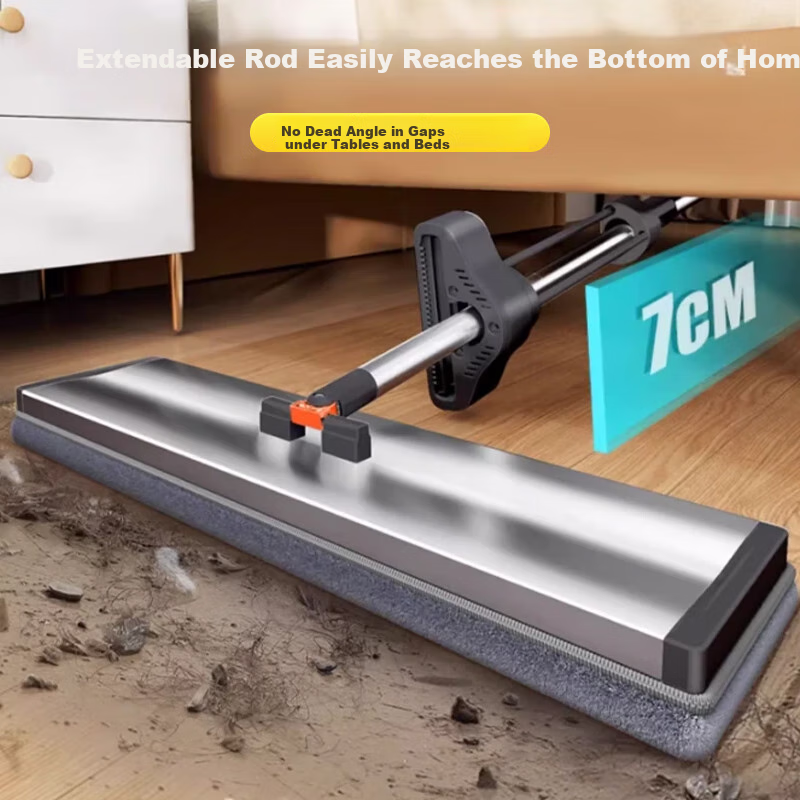 Jiabangshou Flat Mop, 40cm Wide, 5 Thickened Mop Heads, 135cm Long Handle, Aluminum Alloy Surface, No-Hand Floor Cleaning Tool