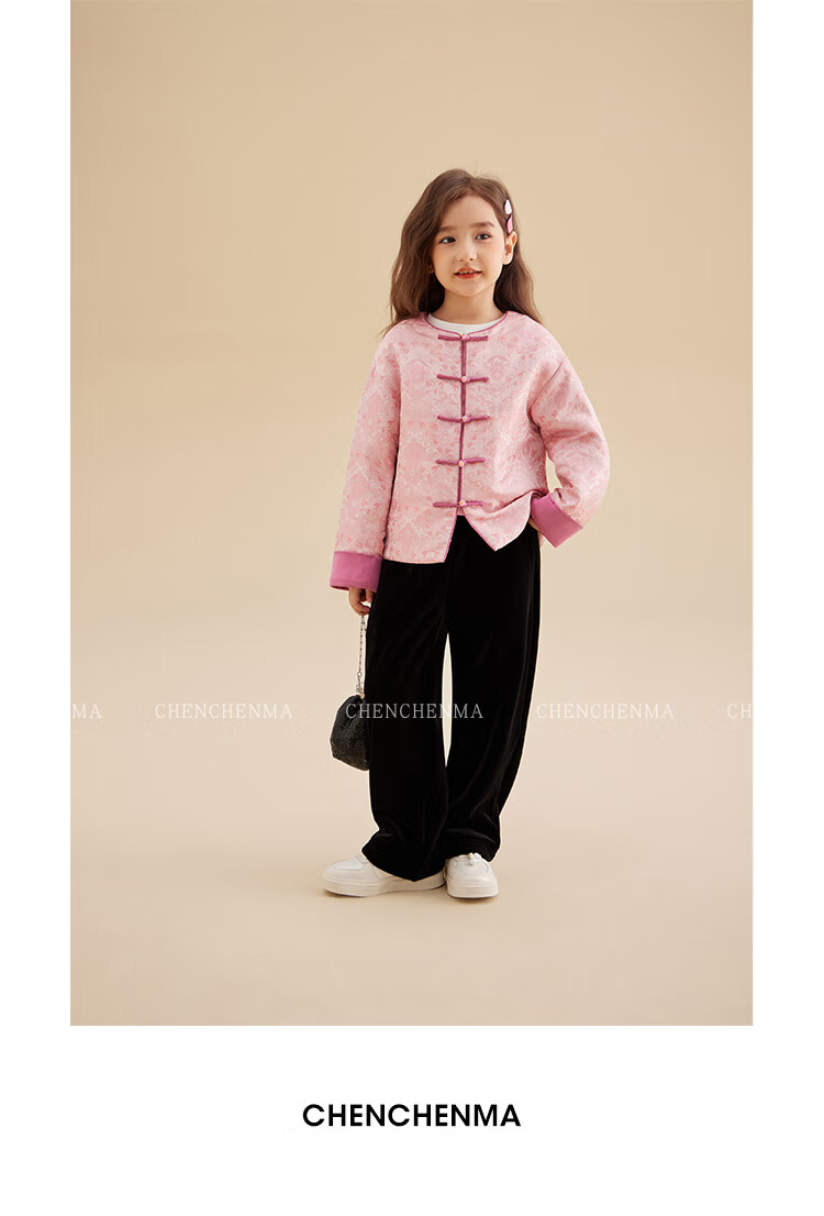 Chenchen Mom Girls' Casual Long Pants Spring and Autumn Double Version Fleece-Lined Draped Wide-Leg Slimming Velvet Pants Parent-Child 19