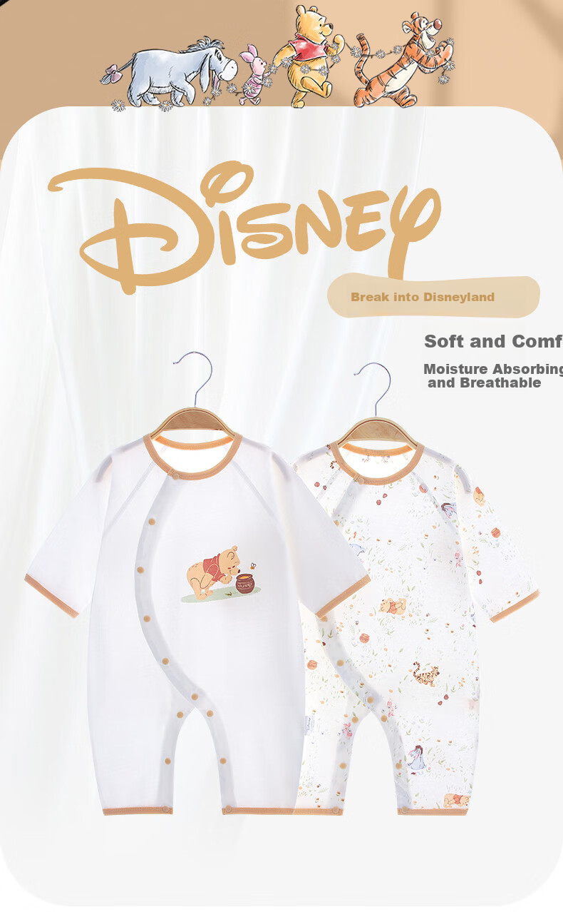 Disney Baby Clothes, Newborn Summer Thin Romper, Crawling Suit, Pure Cotton, Full Moon Baby, Hundred Days Outfit, Onesie Pajamas 2