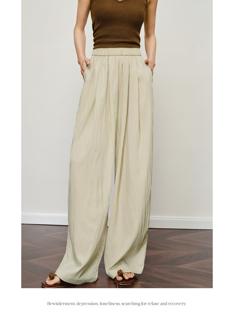 Olrain Women's Loose Wide-Leg Floor-Length Yamamoto Pants Summer High-Waist Slim Casual Pants Blue S 22