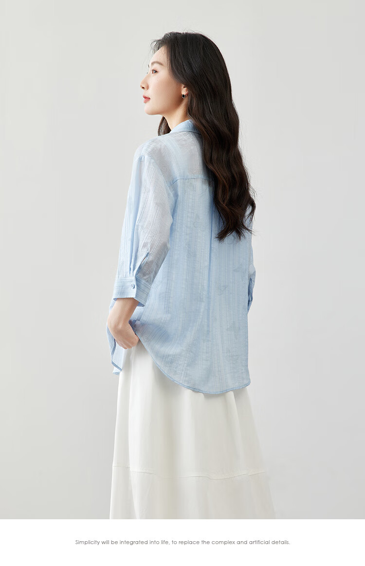 Fansiman Premium Tencel Shirt Women 2026 Summer Pink Loose Elegant Top Light Blue L 28