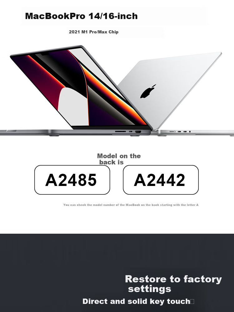 ESCASE MacBookPro 16/14 Inch 2021 Laptop Keyboard Protector for 14.2"/16.2" Universal, Apple Accessory A2442/A248new Soft Transparent Black 3