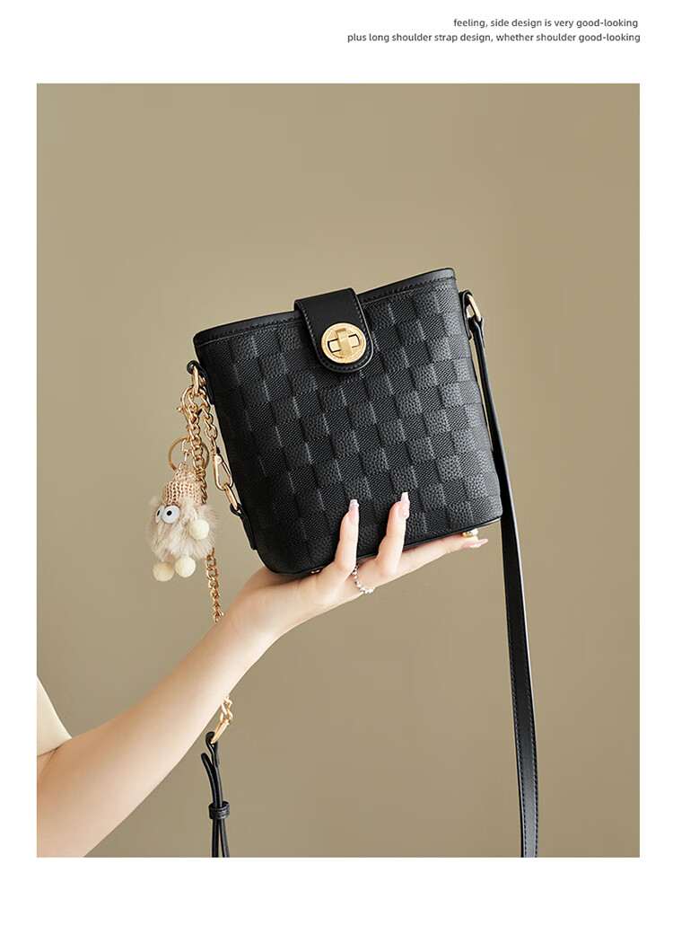 Aokang Women's Handbag, Cowhide, Trendy Diamond Pattern Bucket Bag, Light Luxury Crossbody Shoulder Bag, Birthday Mother's Day Gift for Mom Or Wife 10