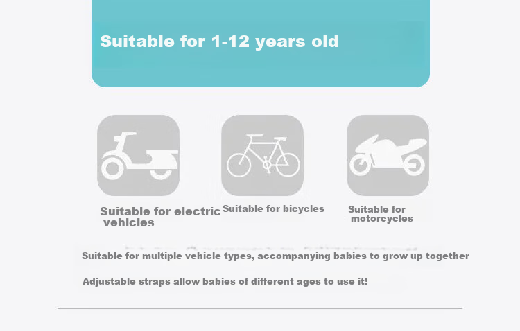 9I9 Children's Electric Bike Safety Belt, Baby Carrier, Battery-Powered Scooter, All-Season Mesh Strap, Anti-Fall Reflective Strips, Storage Bag, Yellow 12