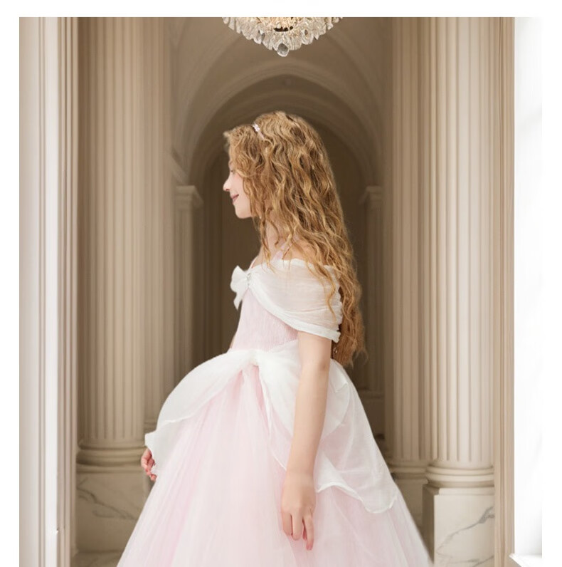 I natural Angel Sleeping Beauty Aurora Princess Dress Girls Pink Fairy Tale Forest Style Birthday Dress 27
