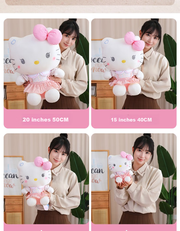Hello Kitty Sanrio Plush Toy Doll Stuffed Animal Pillow Decoration Birthday Gift for Girls, 38cm Kawaii Cat Figurine 12