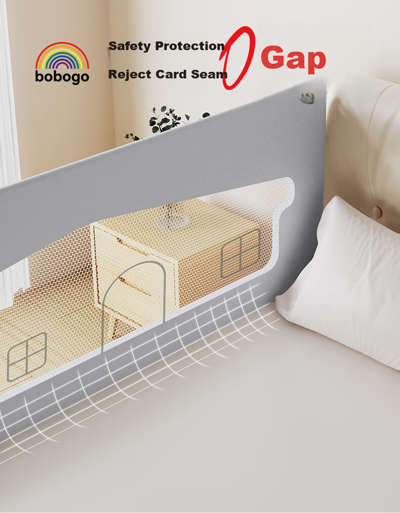 BOBOGO Baby Crib Guardrail, Anti-Fall Protection Rail, Bedside Barrier, No Drilling Required, Bed Guardrail, One Side 1.5 Meters 6