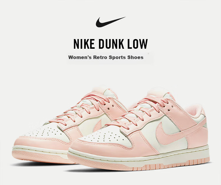 NIKE Women's Casual Skateboarding Shoes, DUNK Sneakers, DD1503-102 White And Pink, Size 40 1