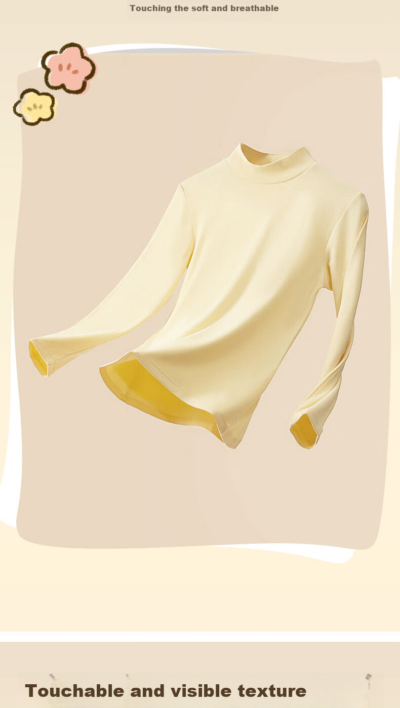 LangSha Children's T-Shirt, Boys And Girls Autumn And Winter Pure Cotton Undershirt, Big Kids And Teenagers Antibacterial Long-Sleeve Solid Color T-Shirt 4
