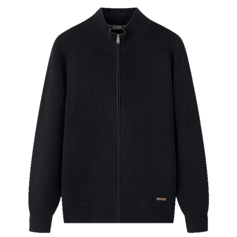 YOUNGOR Machine-Washable Wool Autumn Winter Men's Warm Solid Color Stand Collar Cardigan Jacket 619967
