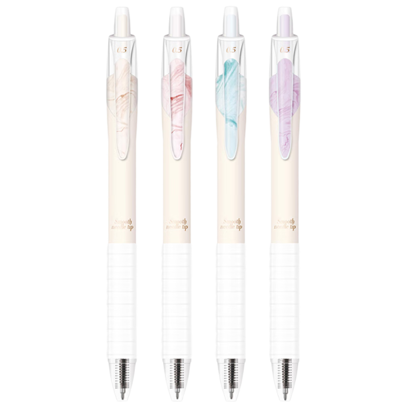 M&G 0.5mm Retractable Black Gel Pen, Quick-Dry Needle Tip, Exam Water Pen, High-Quality Grip, 4 Random Refills AGPJ4704A-ZZ