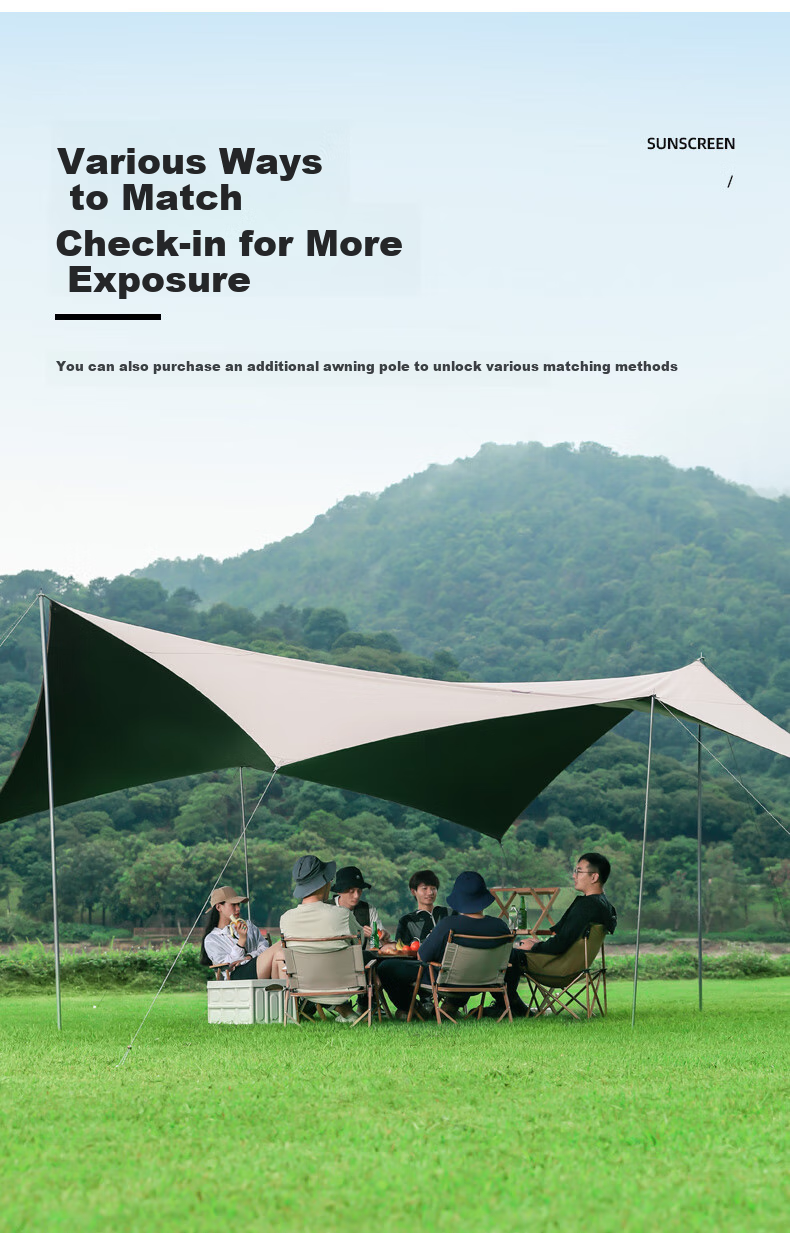 CAMEL Titanium Black Vinyl Canopy Tent, Outdoor Camping Equipment, Picnic Sunshade, Rainproof And Sun Protection Tarpaulin, 133CA6B014 13