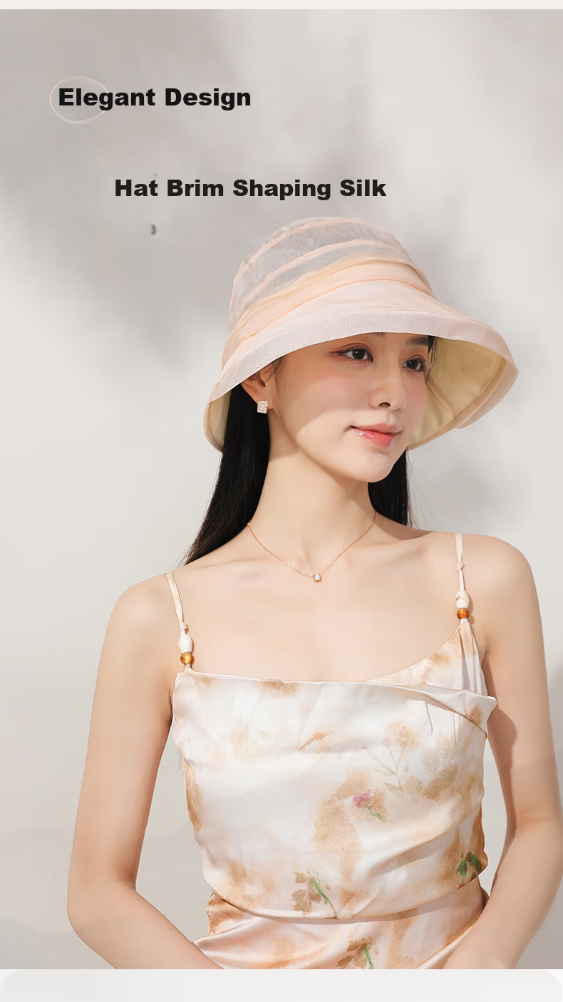 FANCET Mulberry Silk Sun Hat for Women, Summer Elegant Rolled-Edge Hat, Lightweight Silk Sun Protection Fisherman Hat, Birthday Gift for Elders 7