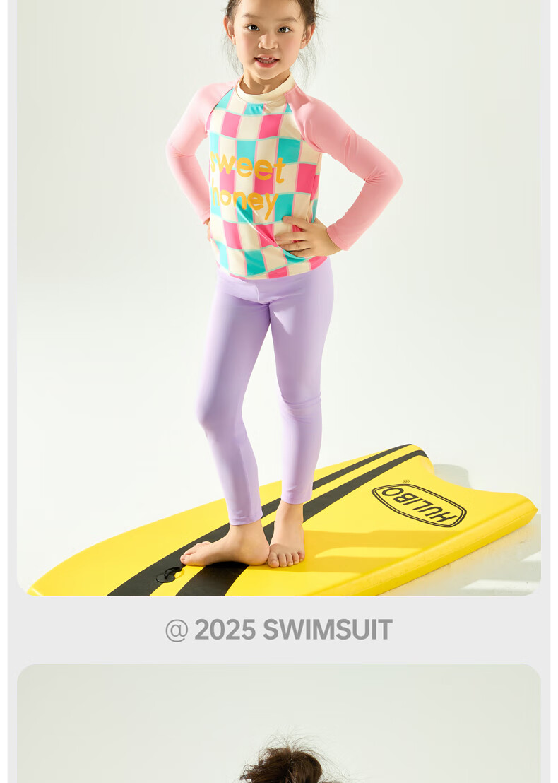 Adoreswim Spring/summer 2025 New Girls' Two-Piece Long-Sleeve Swimsuit Set, Sun Protection Baby Vacation Swimwear, Surfing Suit for Beach 6