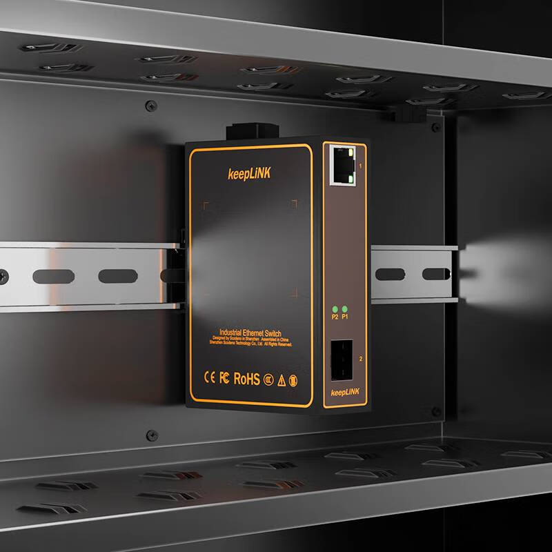 KeepLINK KP-9000 Industrial Ethernet Switch, Fiber Optic Transceiver, 1 Optical 1 Electrical Gigabit Single-Mode Single-Fiber, B-Type DIN Rail Mounting, Per Unit