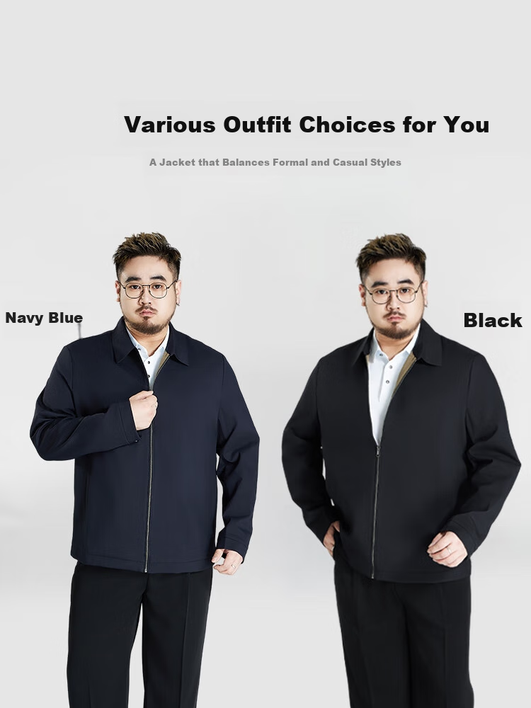 Ayoupang Large Size Business Executive Jacket for Middle-Aged And Elderly Men, Lapel Collar Coat, Black, 4XL (200-220 Jin) 4