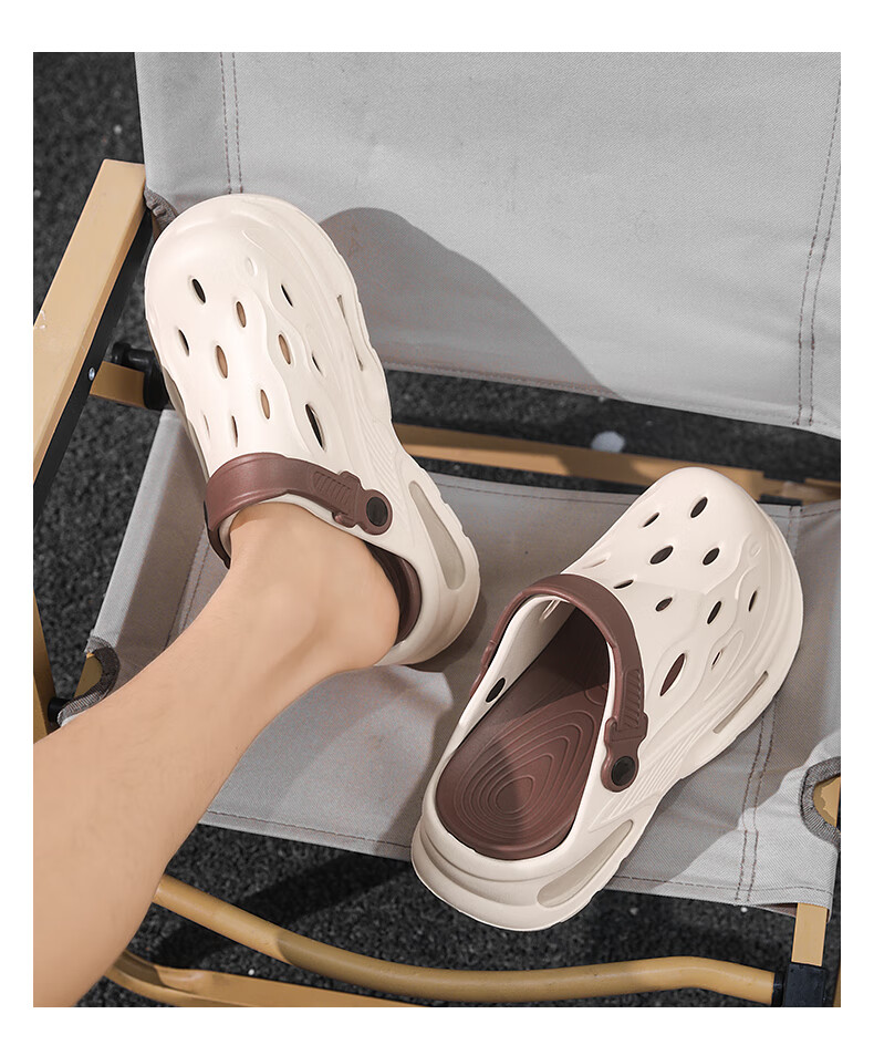 CARTELO Men's Perforated Sandals, Summer Outdoor Casual Slippers, Beach Shoes for Men, 1602 Beige Green, Size 44-45 9