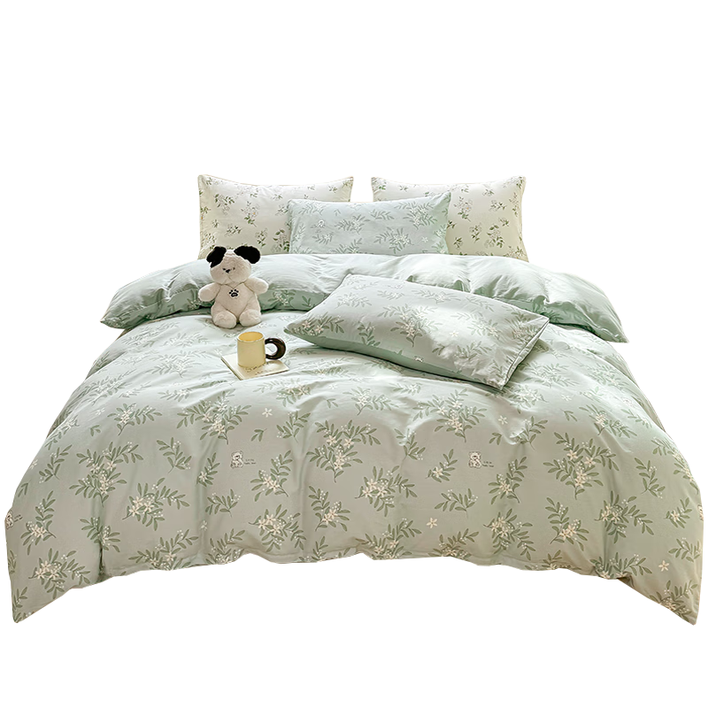 Hengyuanxiang 100% Pure Cotton Four-Piece Bedding Set for Double 1.5/1.8 Meter Bed, All-Cotton Bedsheet, Duvet Cover 200*230cm