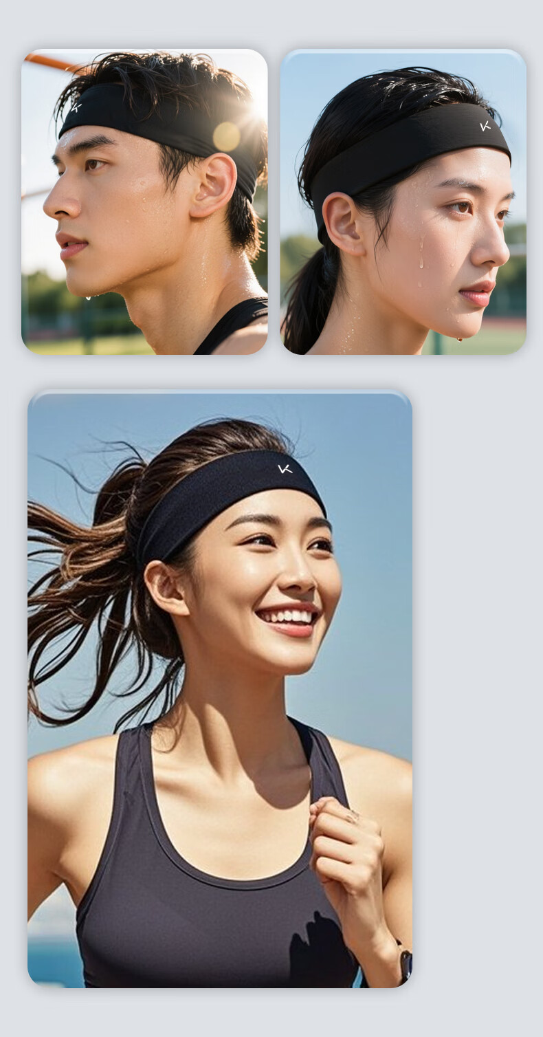 Keep Sports Sweatband for Women, Sweat-Absorbing Running Headband, Yoga Headscarf for Men, Fitness Band, Gray And Smoky Purple 13